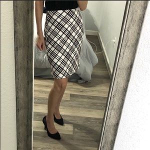 Express Plaid Print Pencil Skirt